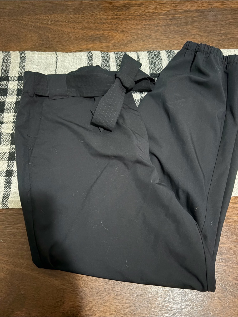Women’s Black Elastic Waist Tie Pants